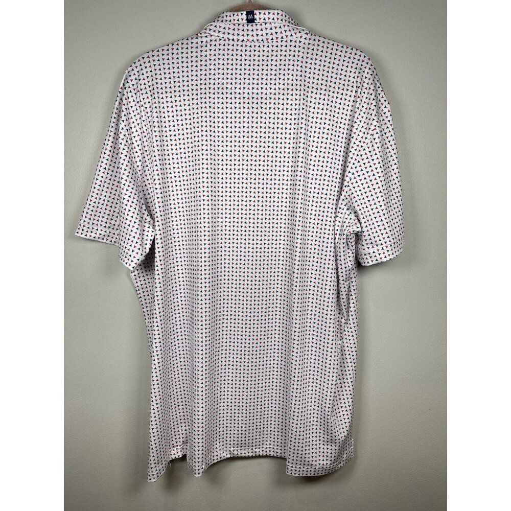 Mizzen Main Performance Polo Shirt Size XXL Trim Red Blue Geometric USA - Picture 8 of 8
